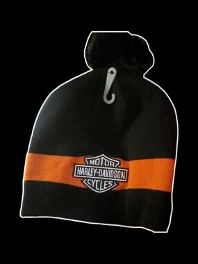 NEW Harley-Davidson Black and Orange Knit Beanie with Logo